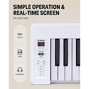 Donner DP 06 Folding Bluetooth Piano 61 Keys Sensitive Travel Piano for Beginner